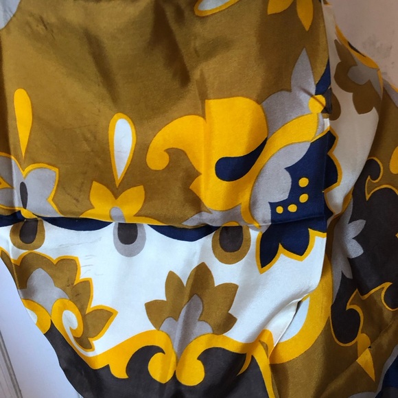 Vintage Navy and Gold Silk Scarf - Picture 3 of 6